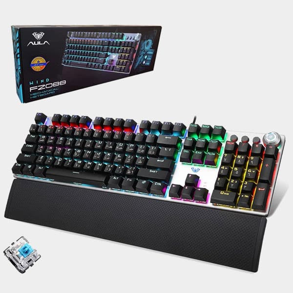 Aula F2088 Arabic/English Full Mechanical Gaming Keyboard -Blue Switches