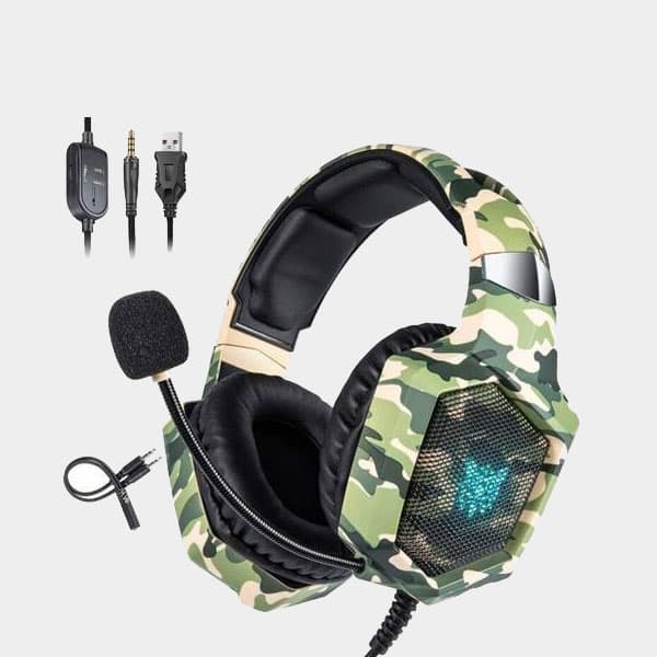 Onikuma K8 RGB LED 3.5mm Gaming Headset Headband With Mic camou