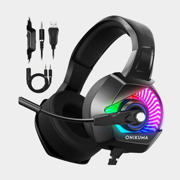 Onikuma K6 Surround Gaming Headphone For Mobile, PS4 & Pc Breathable RGB LED
