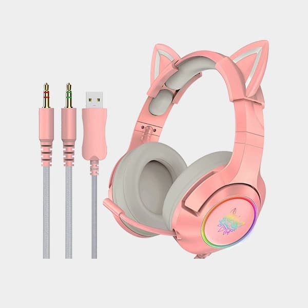 Onikuma K9 RGB Girlish Gaming Headphone Surround Sound With Removable Cat Ears