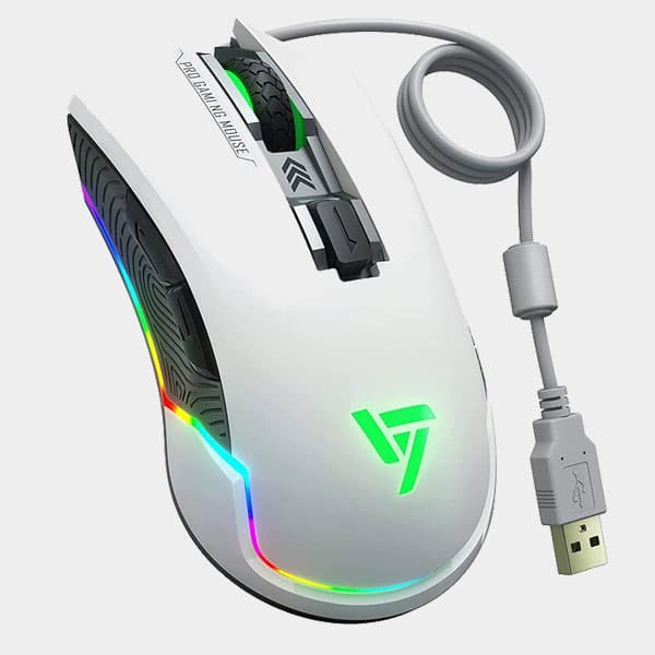 Victsing Pc109A Pro RGB Wired Gaming Mouse – 7250DPI – White