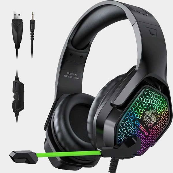 Onikuma X3 Gaming Headset With Mic And LED Light For Mobile Phone PS4 – Black