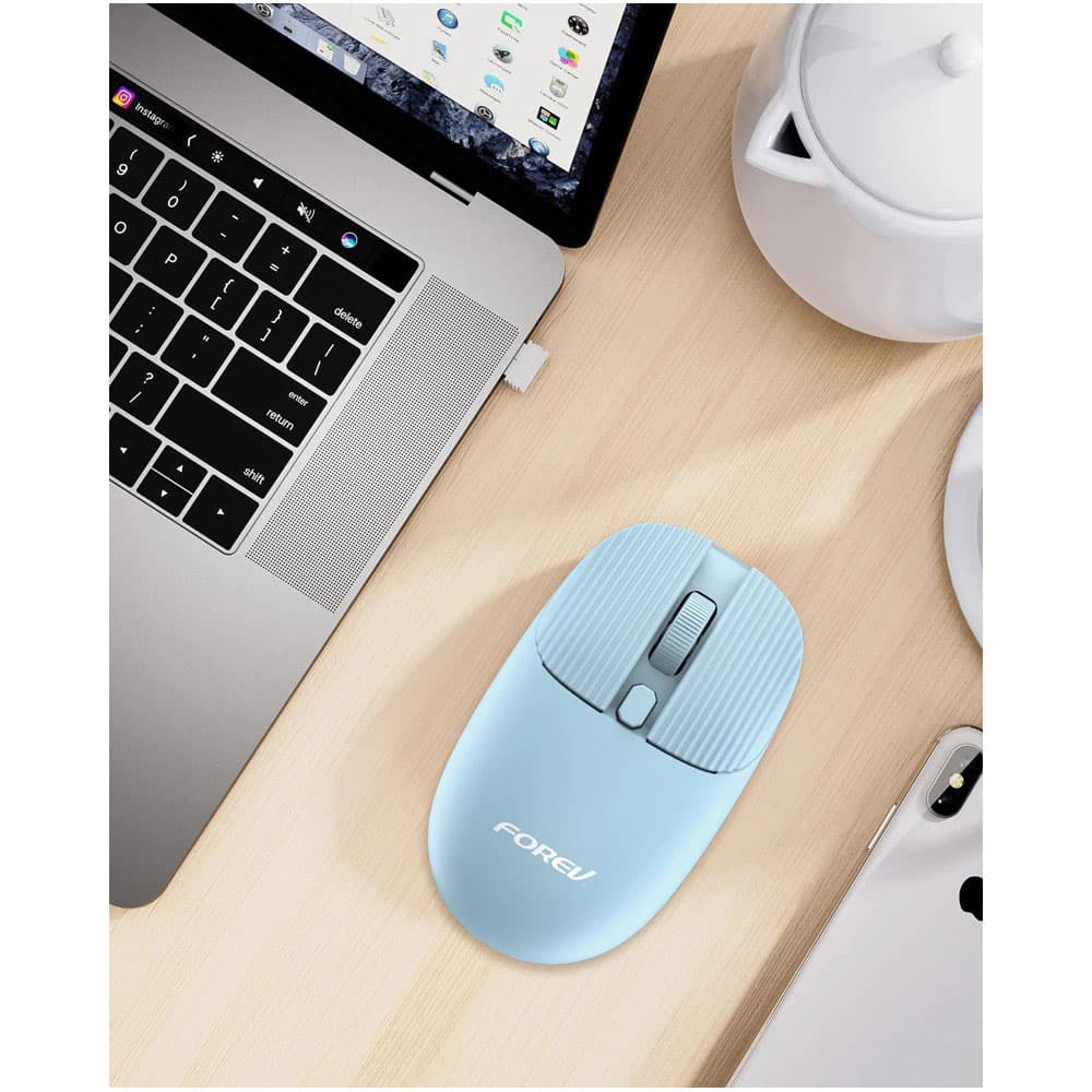 ماوس لاسلكي عالي الأداء Forev FV-198 بتردد 2.4GHz مع نانو USB ريسيفر وتصميم جذاب (أزرق)
