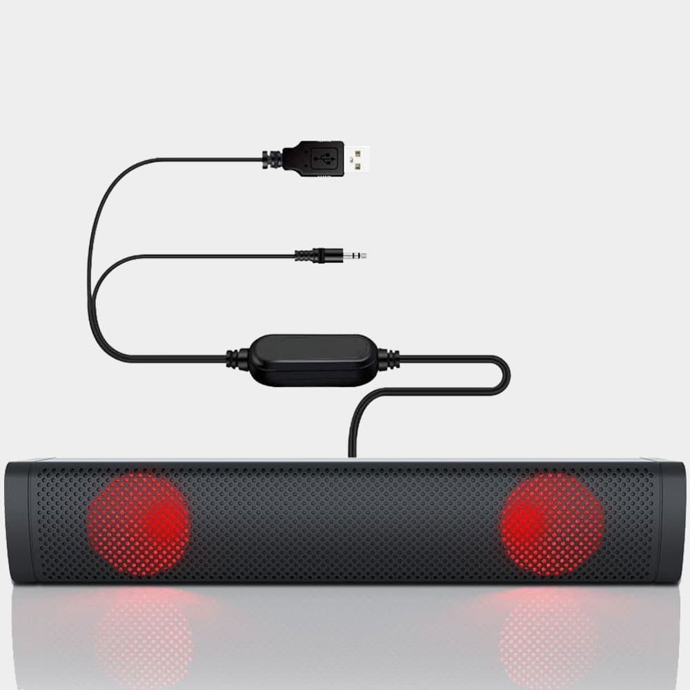 T-Wolf S10 Luminous Computer Bar LED Speaker | 2.0 With 3.5mm Jack + USB (power souce)