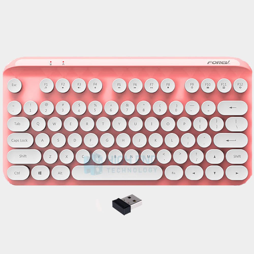 FOREV FV-WI8 2.4G Wireless Mini Keyboard USB 88 Keycaps Mute Gaming / Office Work Keyboard For PC (Pink)