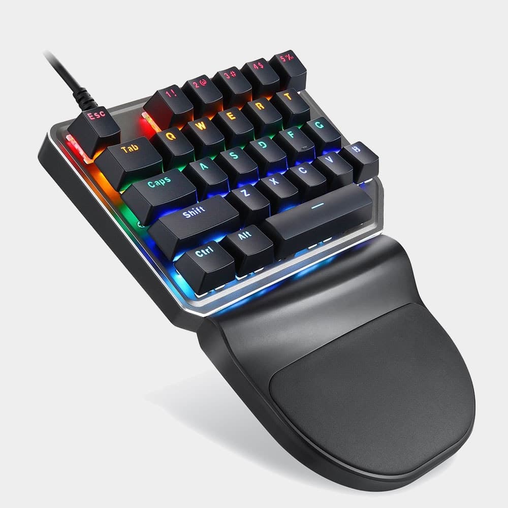 MOTOSPEED K27 One-Handed Mini Mechanical Gaming Keypad 27 Keys,Blue Switch,9 LED Backlit USB Wired Mechanical Gaming Keyboard for Keyboard Computer/PC/Desktop/Laptop
