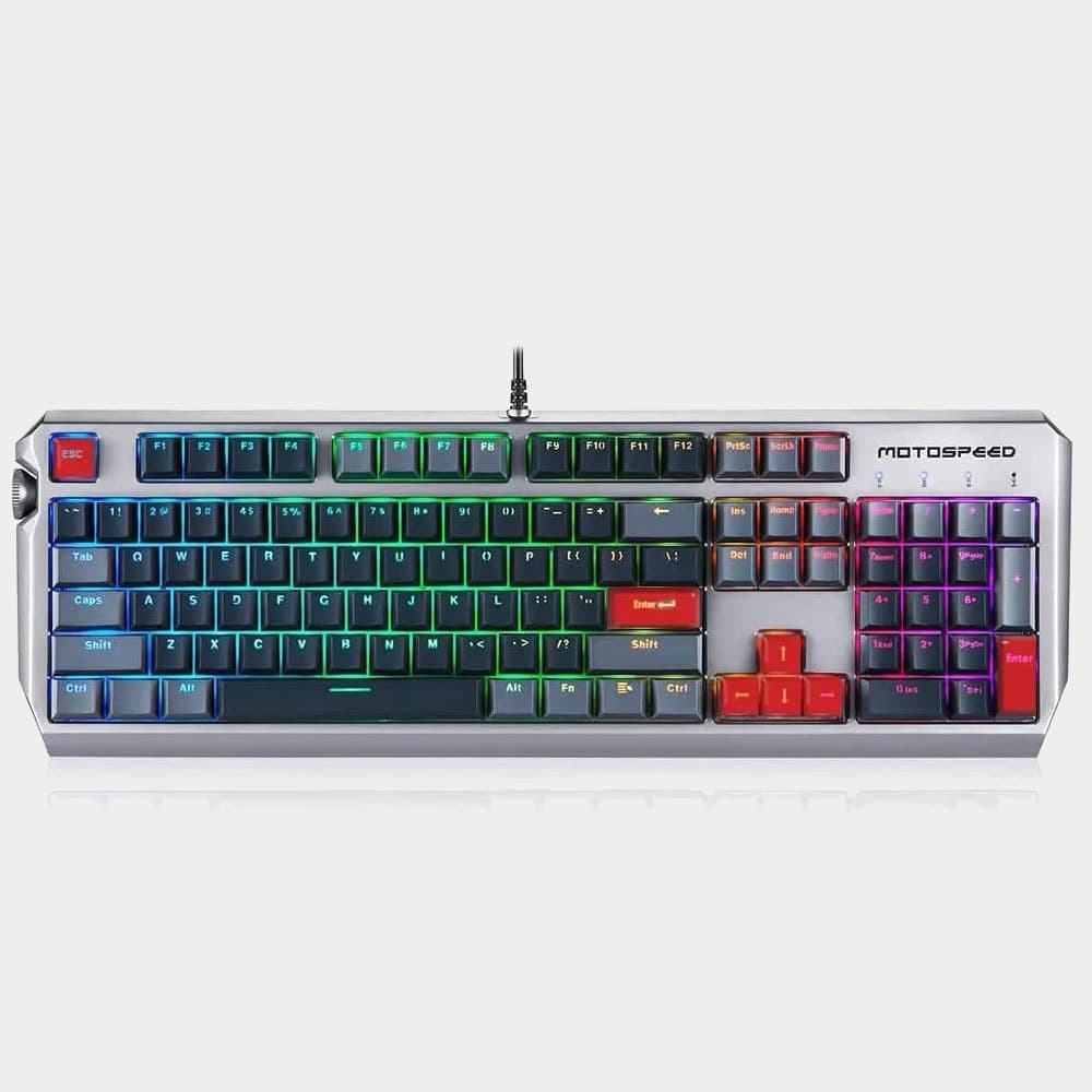 موتوسبيد CK80 كيبورد ميكانيكي بإضاءة RGB خلفية مع خاصية N-key Rollover وأغطية مفاتيح Double Shot ومفاتيح وسائط وسويتشات بصرية