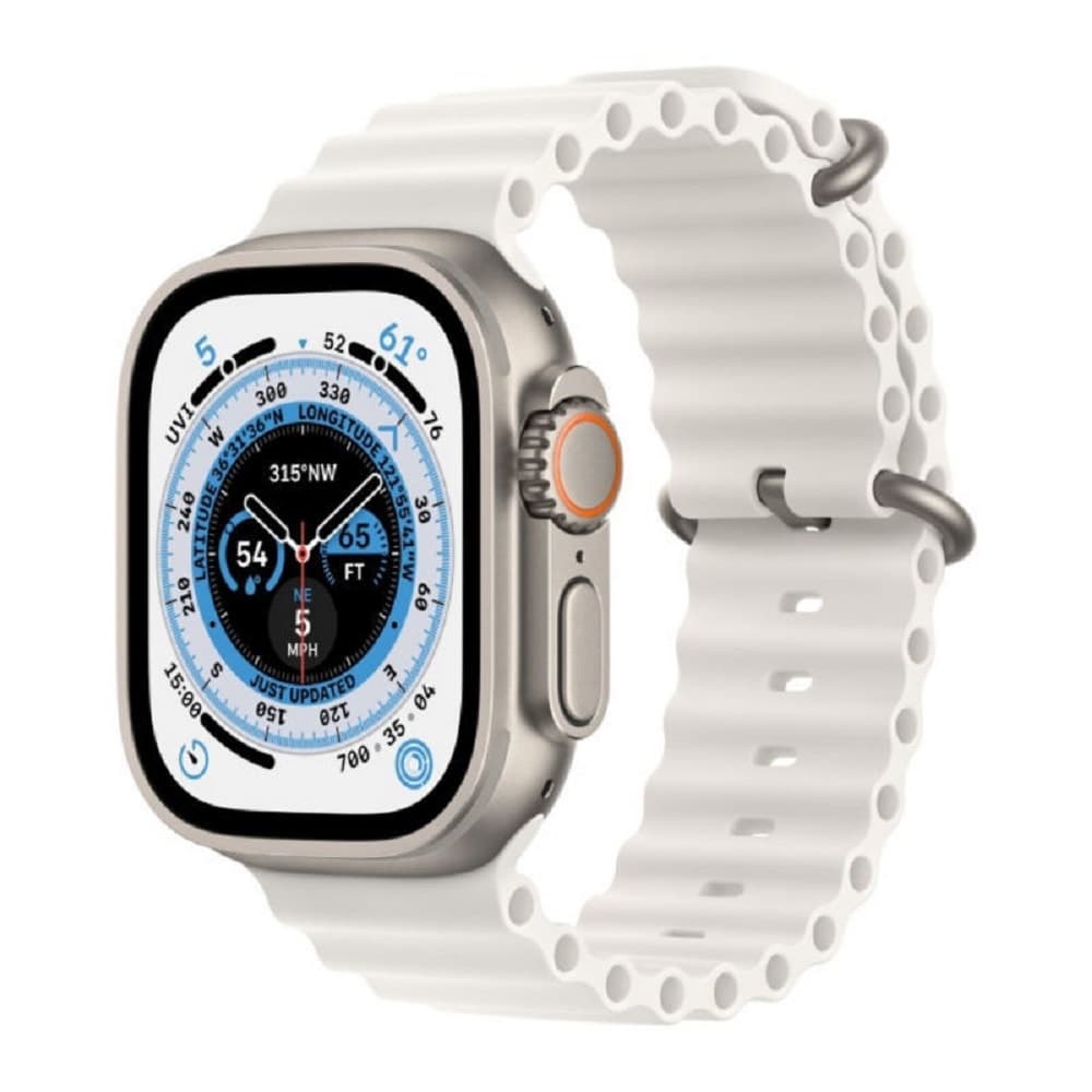 W&O X8+ Ultra PLUS Smart Watch (49mm) Space Aluminum Case With White Silicone Strap | Wireless Charge