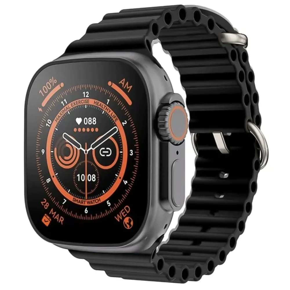 W&O X8+ Ultra PLUS Smart Watch (49mm) Space Aluminum Case With Black Silicone Strap | Wireless Charge