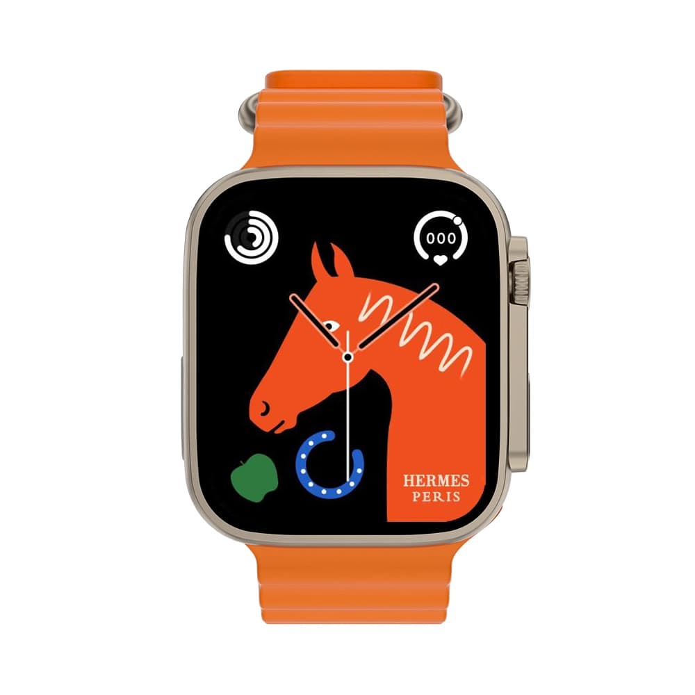 W&O X8+ Ultra PLUS Smart Watch (49mm) Space Aluminum Case With Orange Silicone Strap | Wireless Charge