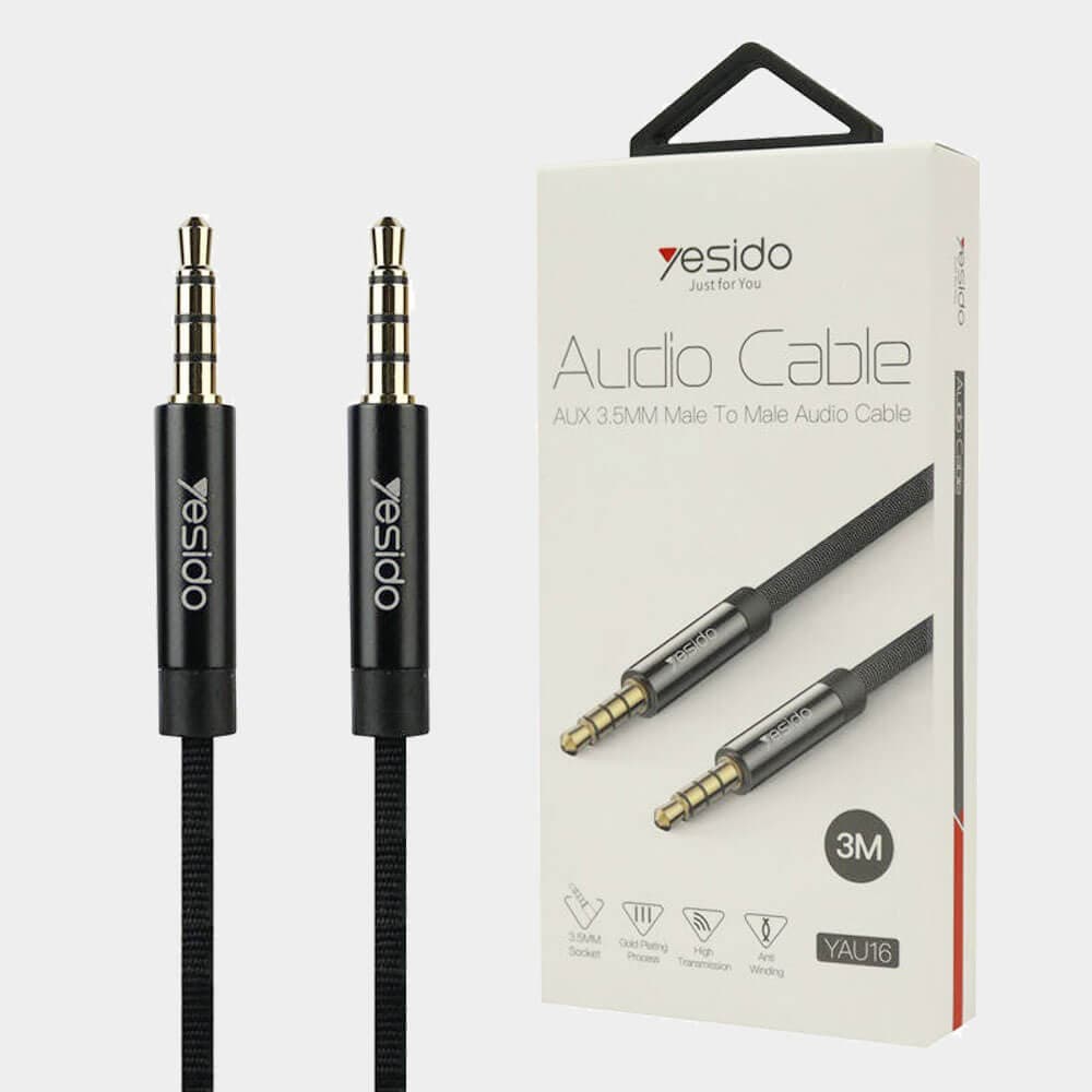 YESIDO YAU16 Auxiliary Audio Cable Tangle-free 3.5mm Male to Male AUX Cord | 3m