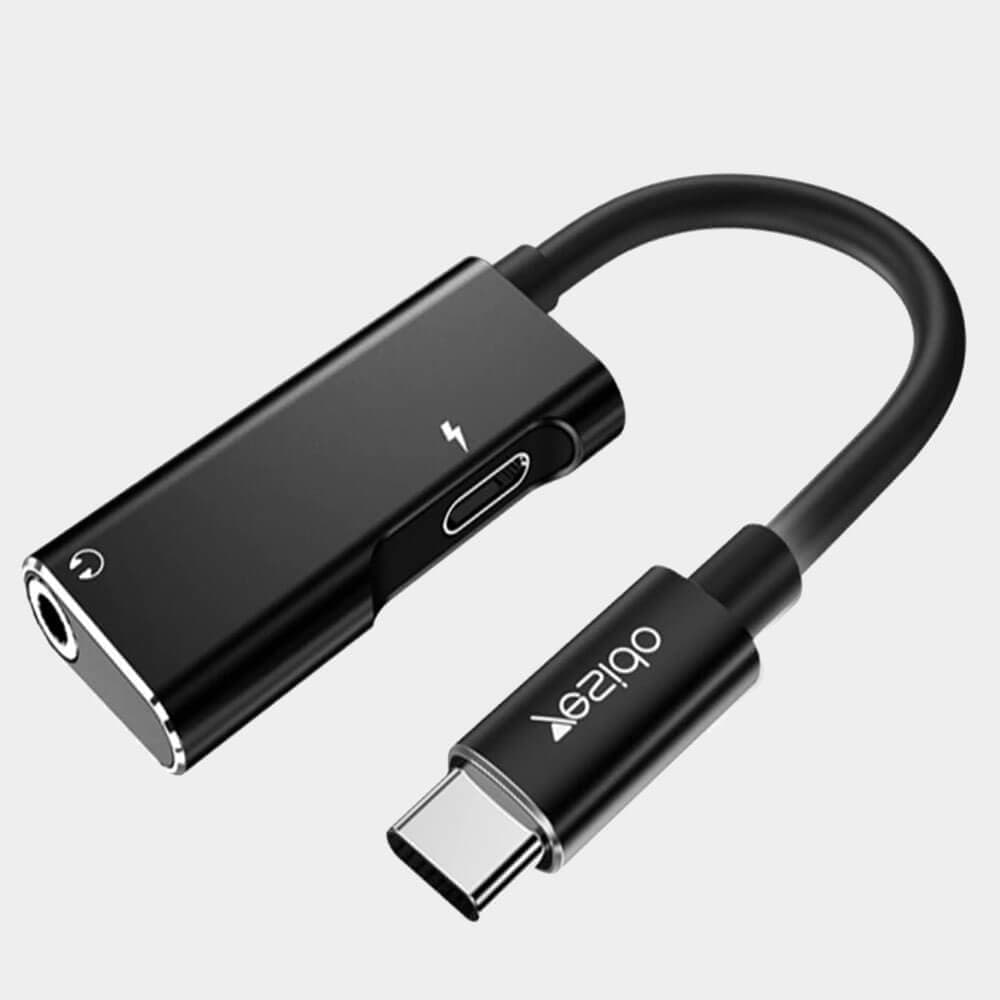 YESIDO YAU22 Audio Adapter USB-C Fast Charge + Music Aluminum Shell Anti-Broken Anti-Stretching TPE Cable for Type-C Mobile Phones & Tablets
