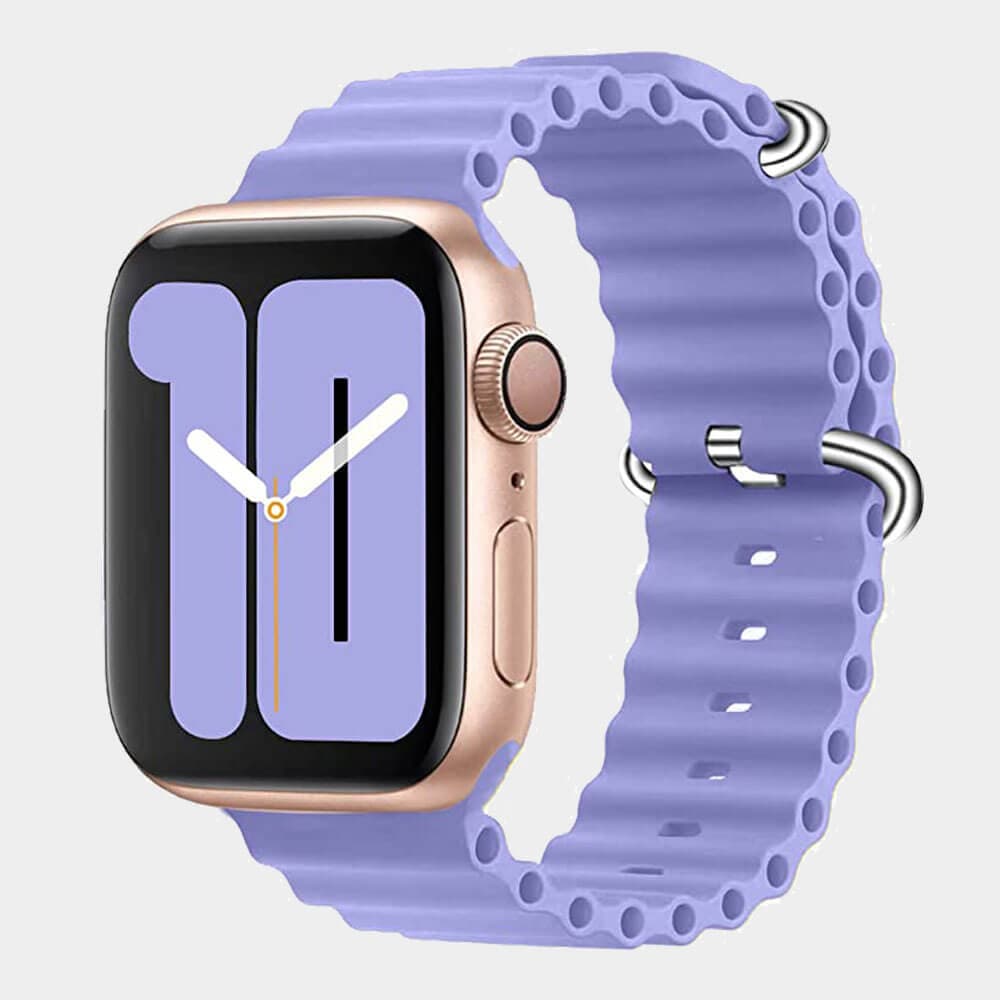 Silicone Hole Wavy Strap Compatible with Apple watch series 8 Ultra 49mm | 8 Ultra | 7 | 6 | 5 | 4 | 3 | SE Black (Turquoise)