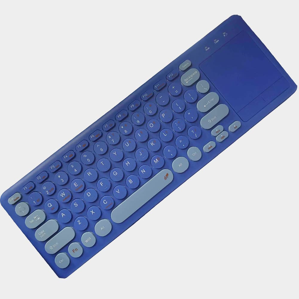 Dual Modes Slim Mini Keyboard With Touch pad | Bluetooth & 2.4GHZ USB | For Windows/Android/IOS/Mac OS | HighEnd | Arabic/Eng Layout | Blue