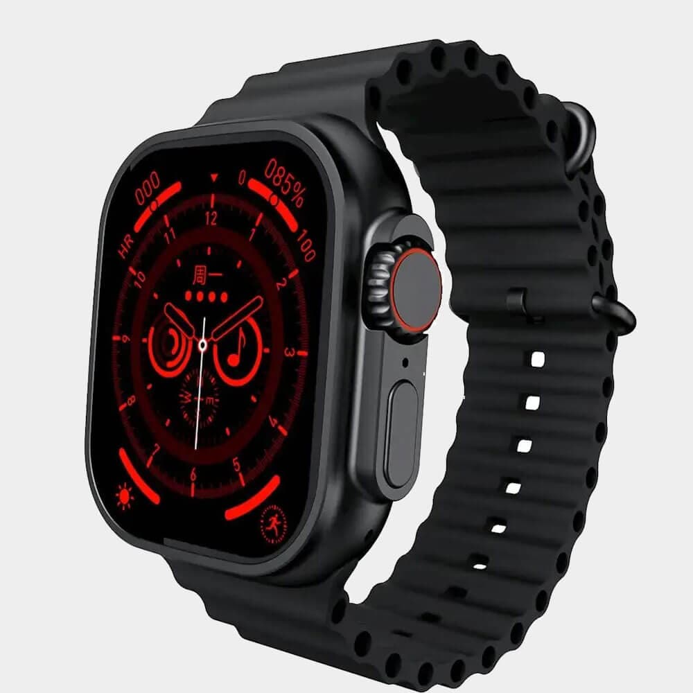 W&O X9 Ultra ((Super AMOLED)) Screen Smart Watch (49mm/2.2inch) Full Screen | Space Aluminum Case With 2 straps Silicone & Fabric | Wireless Charge | Black