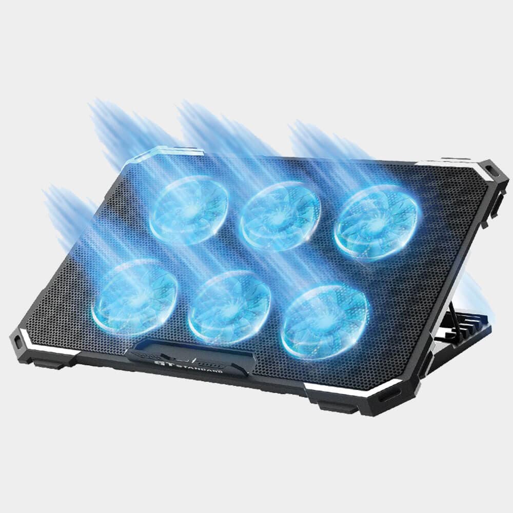 Standard ICE06 Cooling Pad Gaming Laptop Stand With 6 Fans Blue LED