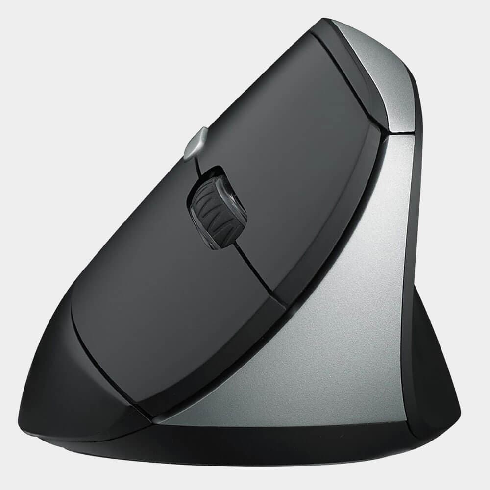 رابو EV250 ماوس عمودي مريح صامت، لاسلكي 2.4G، 800/1000/1200/1600 DPI، نقرات هادئة، 5 أزرار، متوافق مع ويندوز/ماك/ايباد - أسود