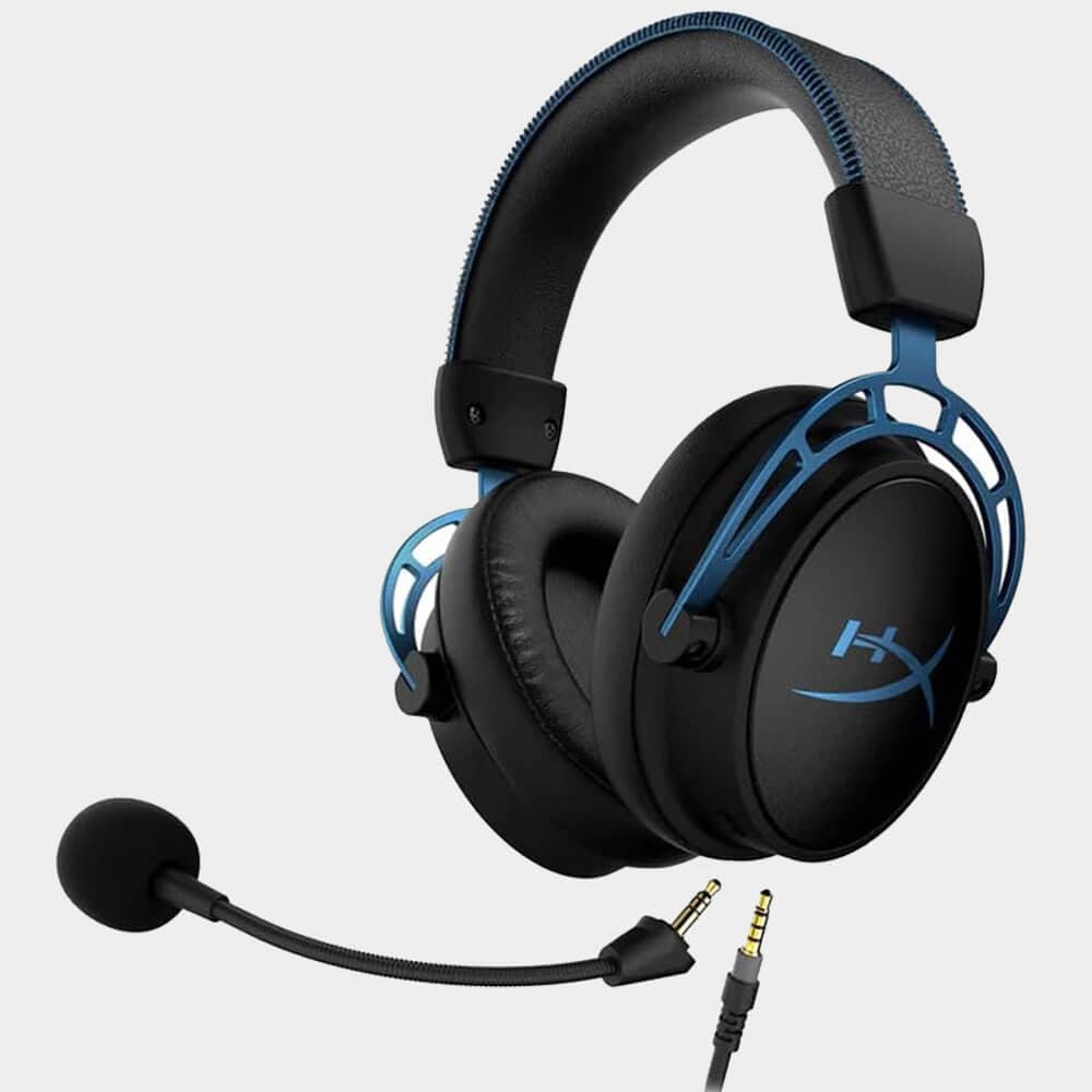 HyperX Cloud Alpha S – PC Gaming Headset, 7.1 Surround Sound, Adjustable Bass, Dual Chamber Drivers, Chat Mixer, Breathable Leatherette, Memory Foam, and Noise Cancelling Microphone – Blue