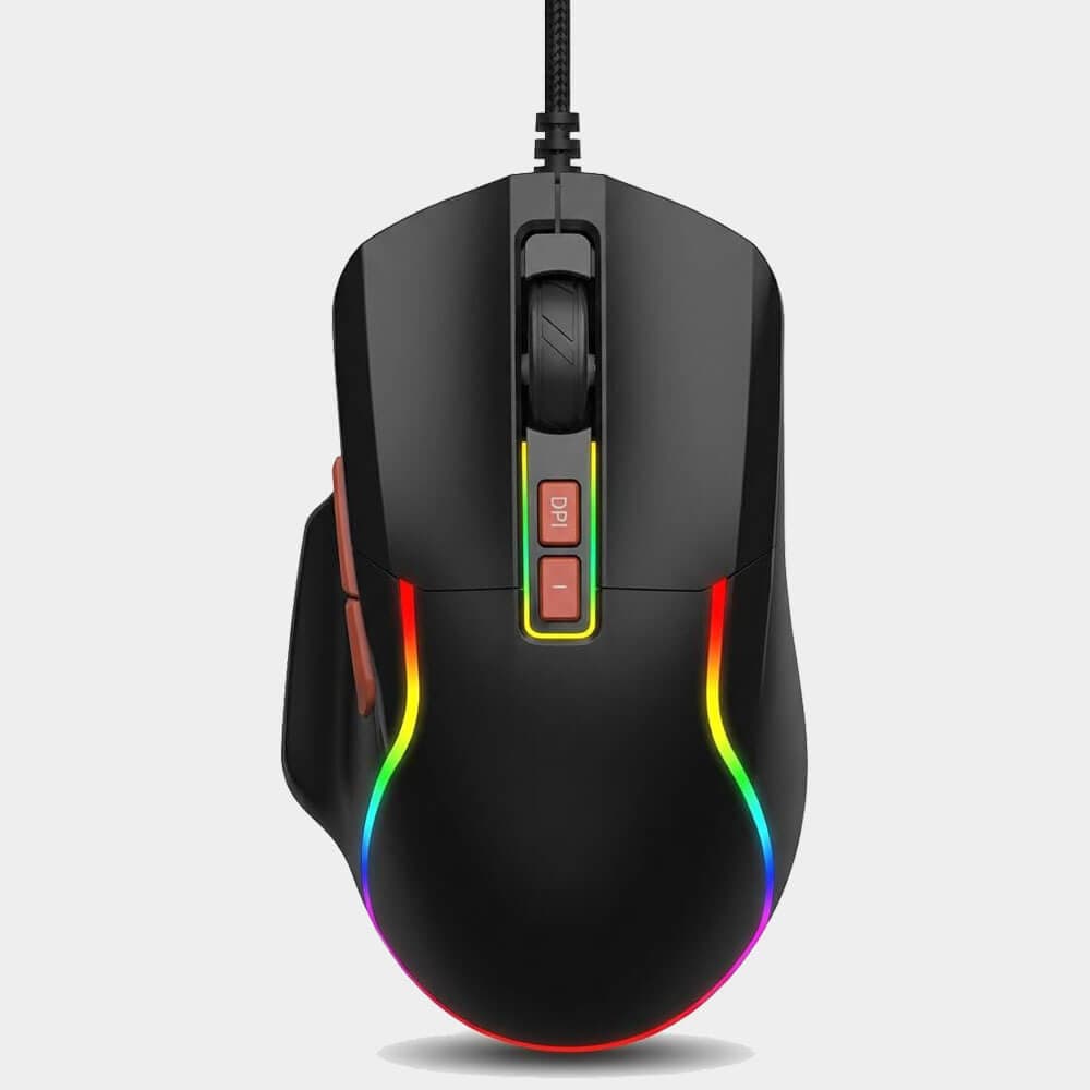 Jertech JR850 Gaming Mouse, Ergonomic RGB Gaming Mouse Wired with 4800 Adjustable DPI, 7 Programmable Buttons, Professional Software for Gamer Office [Black]