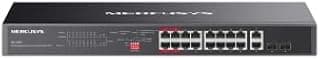 MERCUSYS MS120GP 16 port Gigabit ( 16 poe – 192 watts ) Long Range 250m PoE+ & 2 SFP Combo Switch