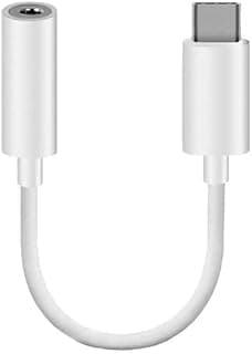 محول كابل سماعة اذن USB نوع سي إلى 3.5 ملم، لون أبيض