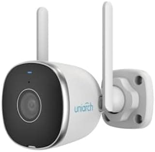 كاميرا مراقبة خارجية واي فاي Uho-B2R-M2F3، دقة 1080P تصميم معدني أبيض، مقاومة للماء IP67، رؤية ليلية، كشف حركة، تحكم عبر التطبيق، مدى 40 متر