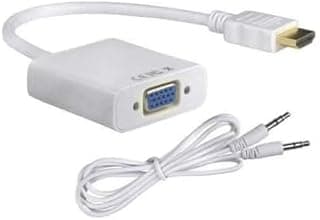 محول فيديو من HDMI عالي الدقة FHD ذكر إلى VGA أنثى، أبيض