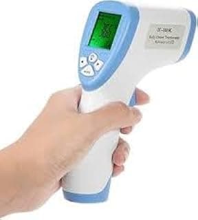Digital Infrared Forehead Thermometer Non-Contact LCD Display White Blue Instant Reading Baby Adult | ترمومتر رقمي بالأشعة تحت الحمراء للجبهة بدون لمس شاشة LCD أبيض أزرق قراءة فورية للأطفال والكبار