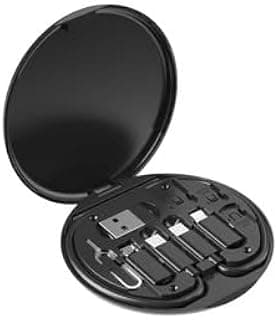 Multifunctional Adapter & Charger, Type-C to Type-C Cable, USB & Micro USB Adapter, with SIM Slot and Ejector, Black, Compact & Portable