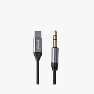 كابل صوت من V Volt، موديل YAU20، محول Type-C إلى 3.5 مم بطول متر، لتوصيل السماعات ومكبرات الصوت، تصميم متين وسهل الاستخدام.