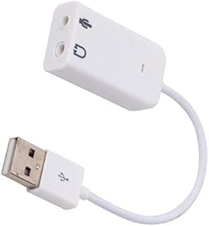 محول كارت صوت USB 2.0 من 22 TECH (أبيض) يدعم جميع أنظمة ويندوز 7 8 10 11