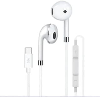 SIA Sound Link BK-SL-BRD-C-PHONE-WT Wired Type-C Earphones in-Ear Headphones with Microphone Noise Isolating Deep Bass Premium Audio for Smartphones and Tablets - White
