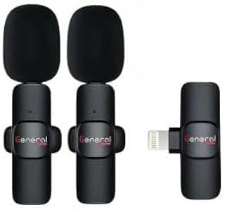 General G30 نظام ميكروفون لاسلكي فائق الصغر 2.4GHz، مزدوج، متوافق مع iPhone و iPad، تقليل ضوضاء عالي الأداء