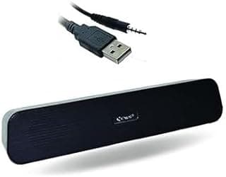 سماعة ساوند بار للكمبيوتر بسلك USB، ستيريو ثنائي القناة، تصميم مدمج، توصيل وتشغيل للابتوب والكمبيوتر والتلفزيون