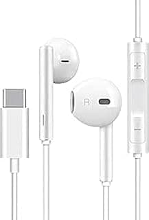 سماعة أذن سلكية بمنفذ USB Type C، ستيريو HiFi عازلة للضوضاء مع ميكروفون وتحكم في الصوت