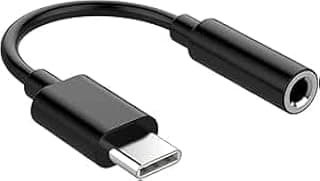USB Type-C Digital to 3.5mm Female Headphone Jack Adapter, Audio Dongle, Black