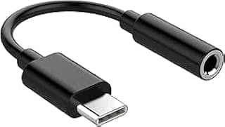 محول مقبس سماعة راس من تايب سي الى 3.5 ملم، كيبل دونجل AUX الى USB C محول من منفذ نوع سي إلى مدخل صوت (جاك 3.5 ملم) - اسود