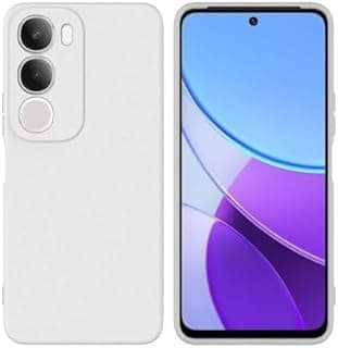 جراب سيليكون متوافق مع Vivo Y29 (5G) / Y19S، غطاء مطاطي ناعم، مضاد للصدمات، ملمس مطفي وبطانة قماشية داخلية (أبيض)