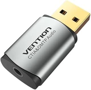 كارت صوت خارجي USB فينتيون معدني رمادي (OMTP-CTIA)