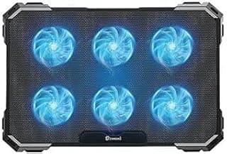 كولر جيمنج Standard ICE-06N - 6 مراوح - 17 بوصة - إضاءة LED زرقاء، أسود