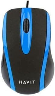 ماوس كمبيوتر HAVIT MS753 بمنفذ USB، دقة 1000 DPI، متعدد الاستخدام، أسود + أزرق