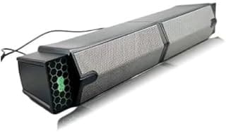 مكبر صوت ساوند بار للالعاب - 6 واط (2 × 3 واط) 2.0 قناة ستيريو - اضاءة قوس قزح - سلك USB + صوت 3.5 ملم - اعداد متعدد التصميمات - للكمبيوتر واللاب توب والمسرح المنزلي | اسود (PT-520)