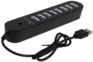 USB Hub with 8 Ports, USB 2.0, Fast and Safe Charging, Stylish and Durable Design, Black
