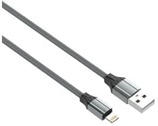 كابل بيانات للشحن السريع من لدنيو LS442 لايتنينج الى USB نوع ايه بطول 2 متر وتيار 2.4 كحد اقصى - رمادي