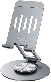 Compatible with Yesido Aluminum Alloy Desk Phone Stand, 360° Free-Rotation Foldable Mobile Holder, Portable Stable Desktop Tablet & Phone Mount C299