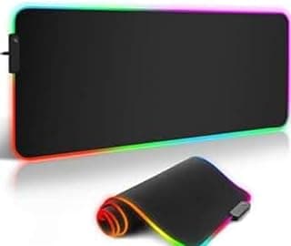قاعده ماوس مضيئة . مع ١٢ لون RGB، ٣١.٥ × ١١.٨ سم، أسود