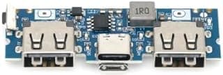 لوحة شاحن بطارية باور بانك للموبايل يمكنك تركيبه بنفسك مايكرو/USB نوع سي 5 فولت 2.4 امبير USB مزدوج 18650 بوست - قطعتان، متعدد الألوان