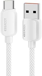 كابل 02 7A 100W USB-C (يدعم SuperVooc, SuperCharge, FlashCharge) - منفذ USB-A إلى USB-C - PD3.0/QC3.0 - مجدول نايلون - لهواتف سامسونج، هواوي، HONOR، OPPO، VIVO، OnePlus، Realme (أبيض، 1 متر)