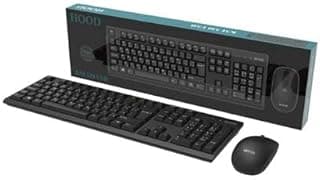 HOOD KM 330 USB Multimedia Keyboard with Mouse – Silent Keys, Shortcut Hotkeys – Wired Set for PC, Laptop, Office – Black Design