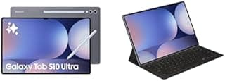تاب سامسونج جالاكسي S10 الترا، تابلت ذكاء اصطناعي واندرويد، واي فاي، ذاكرة رام 12GB، سعة تخزينية 256GB، شاشة اموليد، قلم ستايلس، لون رمادي مونستون (إصدار المملكة العربية السعودية) لوحة مفاتيح رفيعة